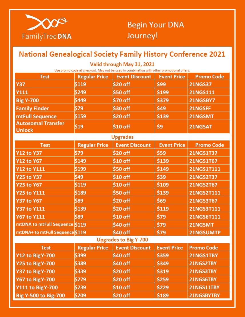 NGS 2021 Family History Virtual Conference Special Offers