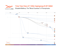 Y-DNA haplogroup R-BY18860 time tree showing genetic lineage of the House of Báthory