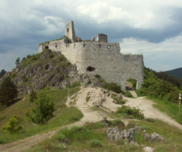 Stone ruins of Čachtice Castle in Slovakia, once residence of Countess Elizabeth Báthory