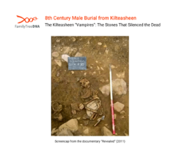 Excavated male skeleton from 8th-century Kilteasheen site in Ireland with stone placed under torso