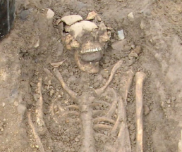 Skeleton from Kilteasheen with stone forced into mouth during burial in early medieval Ireland
