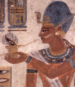 Wall painting of Pharaoh Ramesses III offering incense, tomb of KV11