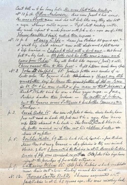 Handwritten witness testimony from the 1858 Perkins v. White trial in Tennessee