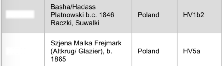 Y-DNA haplogroup chart for the Suwalki-Lomza Jewish Project