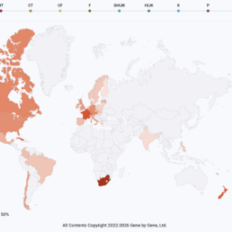 FamilyTreeDNA Discover Country Frequency Report for R-L20 showing haplogroup concentration in Western Europe and North America