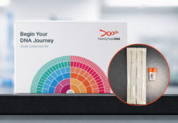 FamilyTreeDNA DNA collection kit with cheek swabs and sample vials used for autosomal DNA testing