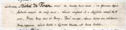 1671 Acadian census entry for Michel de Forest family, often mistranscribed as Foren in genealogical records.