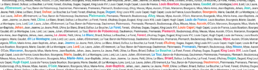 Banner word cloud of French and Acadian surnames including Gaudet, Aucoin, Le Blanc, Dufour, Bourgeois, and d’Entremont.