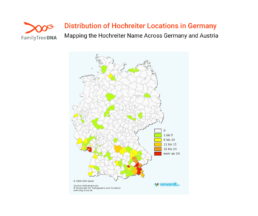 Map showing Hochreiter surname distribution in Germany with dense clusters in southern Bavaria.
