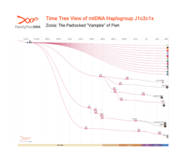 mtDNA haplogroup J1c2c1x Time Tree showing the maternal lineage of Zosia, the “vampire” of Pień