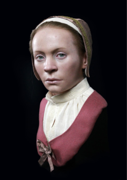 Facial reconstruction of Zosia, a young woman buried in 17th-century Pień, Poland, by Oscar Nilsson