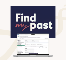 Findmypast subscription shown with search tools and historical records, ideal for British and Irish genealogy research.