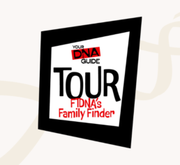 Your DNA Guide Family Finder Tour graphic with bold black and red text highlighting FTDNA’s autosomal DNA course.