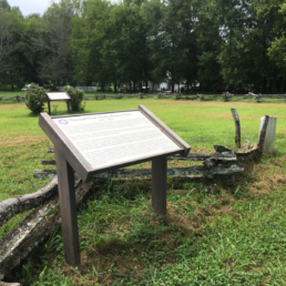 Historical marker for Principal Chief Charles Renatus Hicks at the Springplace Moravian Mission near Chatsworth, Georgia.