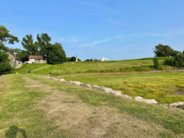 View from Jean Blanchard&rsquo;s land near the wharf, looking toward the original town site of Port Royal in Annapolis Royal, Nova Scotia.