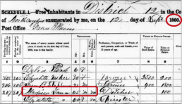 1860 census page from Northampton County NC showing Madison Tann listed as mulatto, confirming he was a free African American
