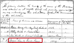 Handwritten death certificate for Joe Kee listing mother's maiden name as Mason, conflicting with freedmen cohabitation records
