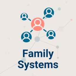 Family systems icon showing connected people around a central DNA match